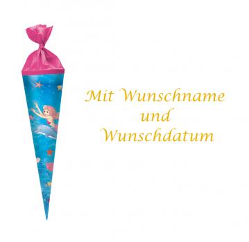 Herlitz Schultüte mit gold gefärbter Gravur / Länge:35cm / rund / "Meerjungfrau"
