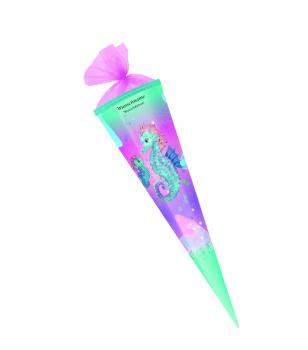 Herlitz Schultüte mit Gravur / Zuckertüte / 85cm / eckig / "Seepferdchen"