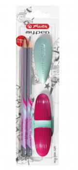 Herlitz Starterset 4tlg. / 2 Bleistifte + Spitzer + Radierer / Farbe: pink