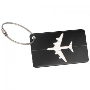 Hochwertiger Kofferanhänger aus Aluminium "Airplane" / Farbe: schwarz