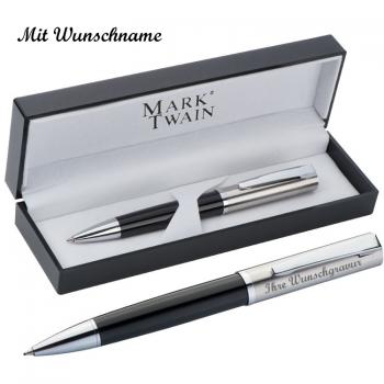 hochwertiger Kugelschreiber "Mark Twain"  mit Namensgravur - in Acrylverpackung