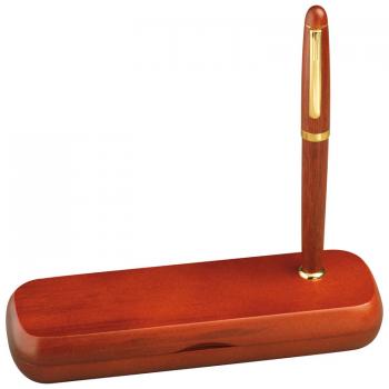 Holz-Schreibset / bestehend aus Füller und Kugelschreiber / Farbe braun