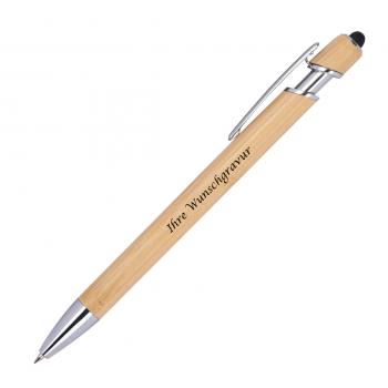 Holz-Touchpen-Kugelschreiber mit Gravur / aus Bambus