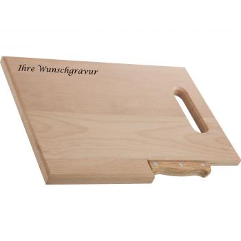 Holzbrett mit integriertem Messer mit Gravur / Frühstücksbrett / Schneidebrett