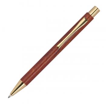 Holzkugelschreiber mit goldenen Applikationen mit Gravur