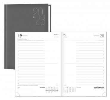 Idena Premium Buchkalender / Chefkalender 2023 / Farbe: grau