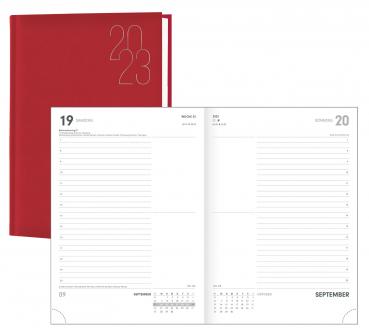 Idena Premium Buchkalender / Chefkalender 2023 / Farbe: rot