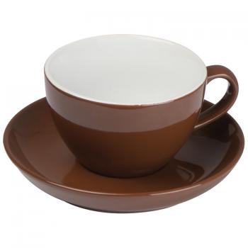 Kaffeetasse aus Keramik mit Untersetzer / 220 ml / Farbe: braun