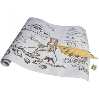 Kinder Malset / bestehend aus Malrolle 3m x 44cm + 6 Jumbo Bunstifte + Spitzer