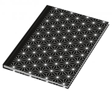 Kladde / Notizbuch / A5 / 96 Blatt / dotted / 70g/m² / "black & white Stars"