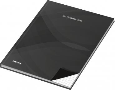 Kladde / Notizbuch A5 / kariert / Farbe: schwarz mit silber gefärbter Gravur