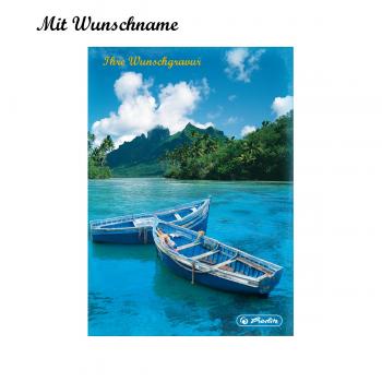 Kladde mit Namensgravur - Notizbuch - A5 - 96 Blatt - blanko - "Boote"