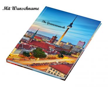 Kladde mit Namensgravur - Notizbuch - A5 - kariert - "Skyline"