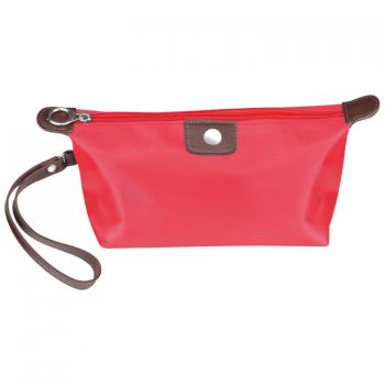 Kosmetiktasche mit Kunstleder Applikationen / Farbe: rot
