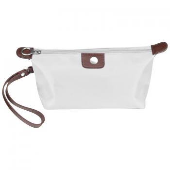 Kosmetiktasche mit Kunstleder Applikationen / Farbe: weiß