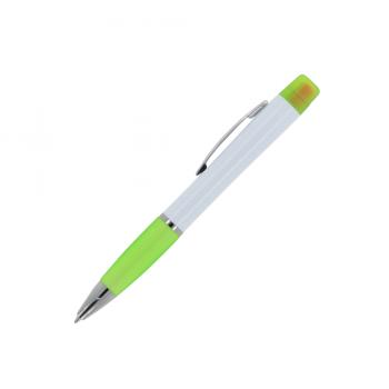 Kugelschreiber / mit dreifarbigen Textmarker / Farbe: weiß-hellgrün