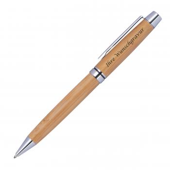 Kugelschreiber aus Holz  mit Gravur / mit Applikationen aus Metall