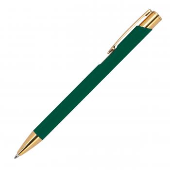 Kugelschreiber aus Metall / mit goldenen Applikationen / Farbe: dunkelgrün