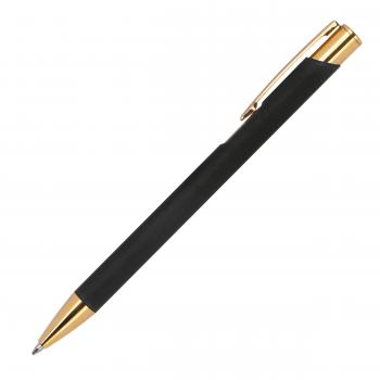 Kugelschreiber aus Metall / mit goldenen Applikationen / Farbe: schwarz