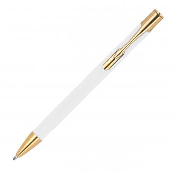 Kugelschreiber aus Metall / mit goldenen Applikationen / Farbe: weiß