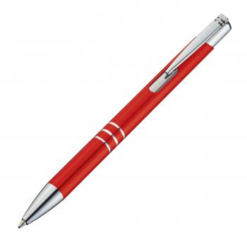 Kugelschreiber aus Metall / Schreibfarbe = Kugelschreiberfarbe / Farbe: rot