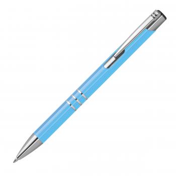 Kugelschreiber aus Metall / vollfarbig lackiert / Farbe: hellblau (matt)