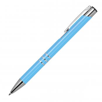 Kugelschreiber aus Metall / vollfarbig lackiert / Farbe: hellblau (matt)