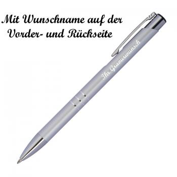 Kugelschreiber aus Metall mit beidseitige Namensgravur - Farbe: silber