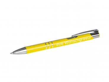Kugelschreiber aus Metall mit Gravur / Farbe: sonnengelb