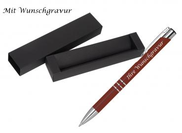 Kugelschreiber aus Metall mit Gravur / mit Pappetui / Farbe: bordeaux