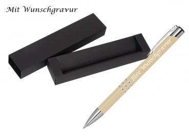 Kugelschreiber aus Metall mit Gravur / mit Pappetui / Farbe: elfenbein