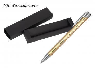 Kugelschreiber aus Metall mit Gravur / mit Pappetui / Farbe: gold