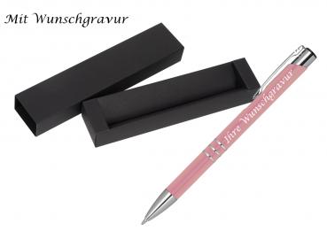 Kugelschreiber aus Metall mit Gravur / mit Pappetui / Farbe: rosé