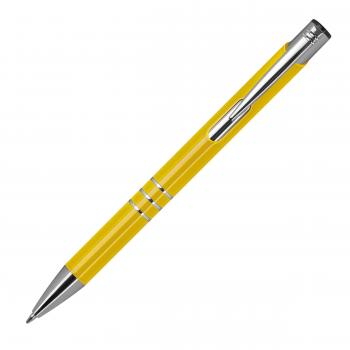 Kugelschreiber aus Metall mit Gravur / vollfarbig lackiert / Farbe: gelb (matt)