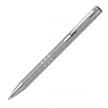 Kugelschreiber aus Metall mit Gravur / vollfarbig lackiert / Farbe: grau (matt)