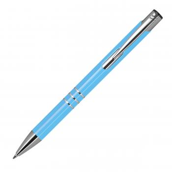 Kugelschreiber aus Metall mit Gravur / vollfarbig lackiert / hellblau (matt)