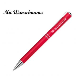 Kugelschreiber aus Metall mit Namensgravur - mit speziellem Clip - Farbe: rot