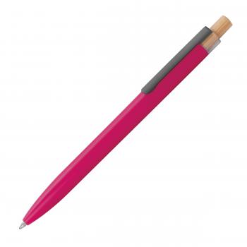 Kugelschreiber aus recyceltem Aluminium mit Gravur / Farbe: pink