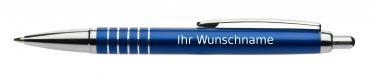 Kugelschreiber mit Gravur / aus Aluminium / mit 5 Zierringen / Farbe: blau