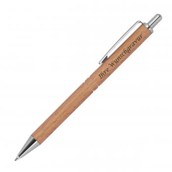 Kugelschreiber mit Gravur / aus Buchenholz