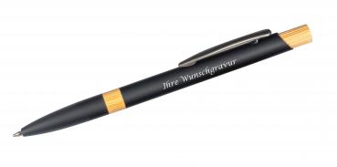 Kugelschreiber mit Gravur / aus Metall / gummierte Oberfläche / Farbe: schwarz