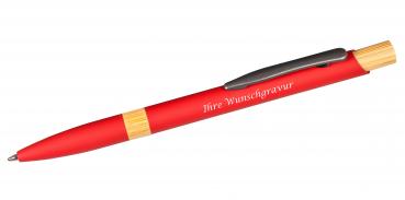 Kugelschreiber mit Gravur / aus Metall / mit gummierter Oberfläche / Farbe: rot