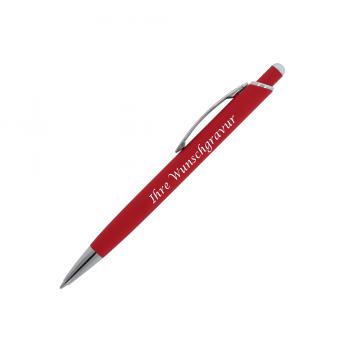 Kugelschreiber mit Gravur / aus Metall / mit Soft Touch / Farbe: rot