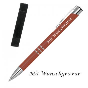 Kugelschreiber mit Gravur / aus Metall mit Velouretui / Farbe: kupfer