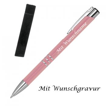Kugelschreiber mit Gravur / aus Metall mit Velouretui / Farbe: rose'