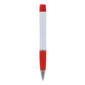 Kugelschreiber mit Gravur / mit dreifarbigen Textmarker / Farbe: weiß-rot