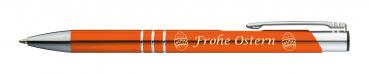 Kugelschreiber mit Gravur "Frohe Ostern" / aus Metall / Farbe: orange