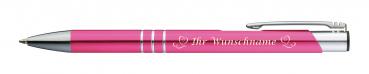 Kugelschreiber mit Gravur "Herzen" / aus Metall / Farbe: pink