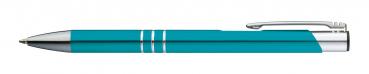 Kugelschreiber mit Gravur "Viel Glück" / aus Metall / Farbe: türkis