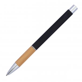 Kugelschreiber mit Namensgravur - aus Metall - mit Bambusgriffzone